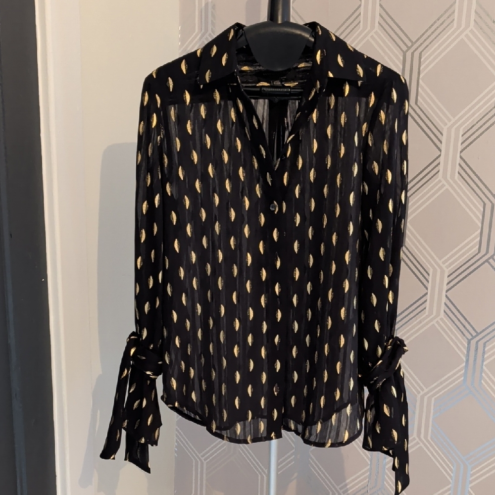 Banana Republic Black Blouse with Gold Accents